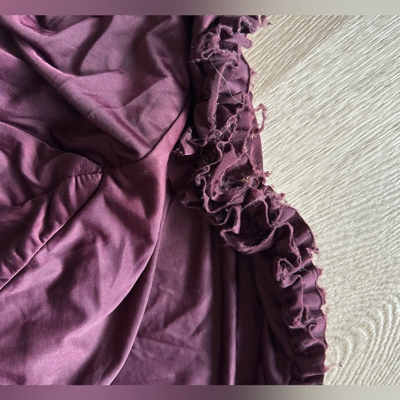 Arielle Meshki Off Shoulder Ruffle Midi Dress - Plum - Picture 5 of 8